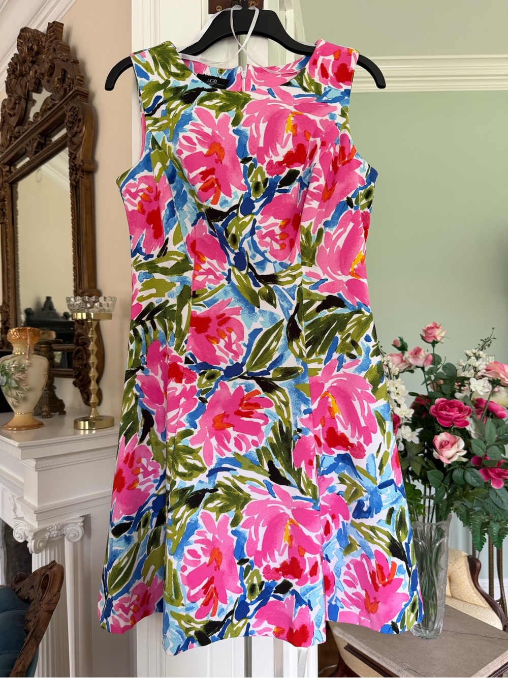 AGB Pink Floral Sleeveless Mini Dress